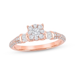 Now + Forever Round-Cut Diamond Halo Engagement Ring 3/4 ct tw 14K Rose Gold