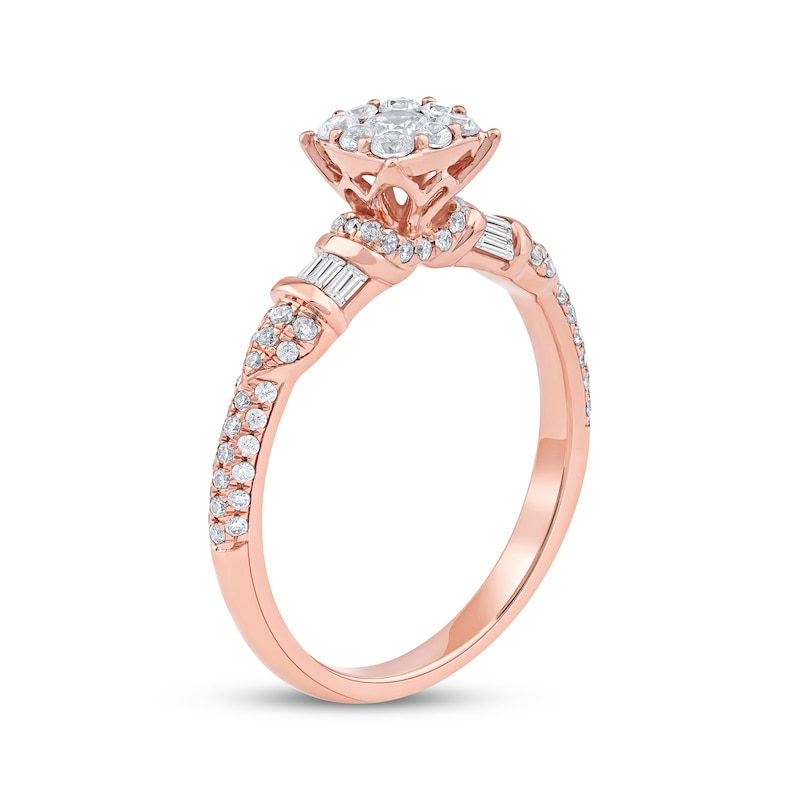 Main Image 2 of Now + Forever Round-Cut Diamond Halo Engagement Ring 3/4 ct tw 14K Rose Gold