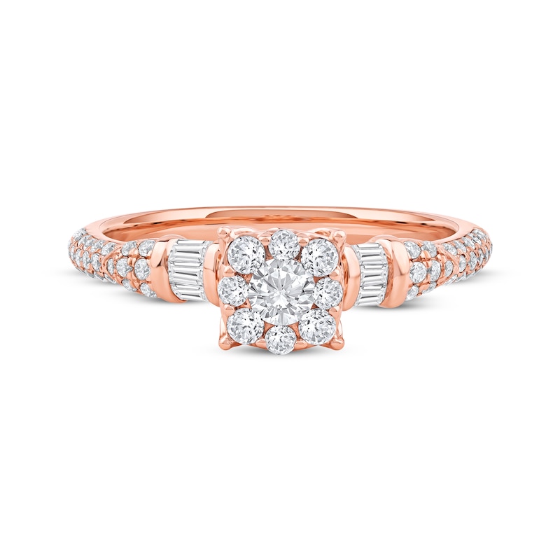 Main Image 3 of Now + Forever Round-Cut Diamond Halo Engagement Ring 3/4 ct tw 14K Rose Gold