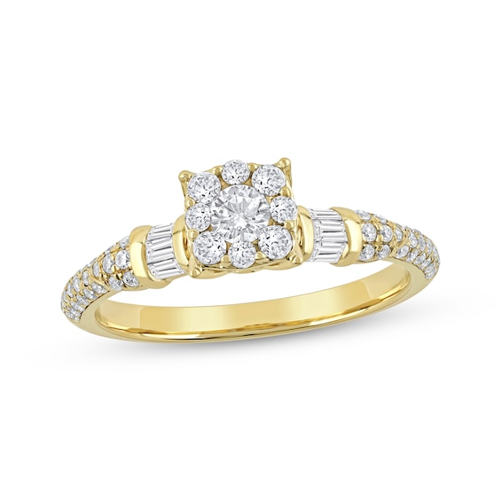 Now + Forever Round-Cut Diamond Halo Engagement Ring 3/4 ct tw 14K Gold