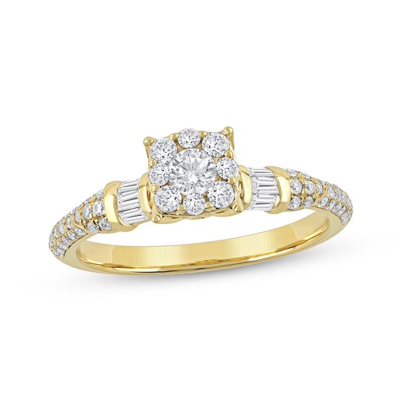 Main Image 1 of Now + Forever Round-Cut Diamond Halo Engagement Ring 3/4 ct tw 14K Yellow Gold