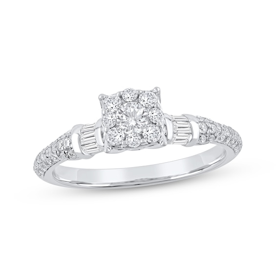 Now + Forever Round-Cut Diamond Halo Engagement Ring 3/4 ct tw 14K White Gold