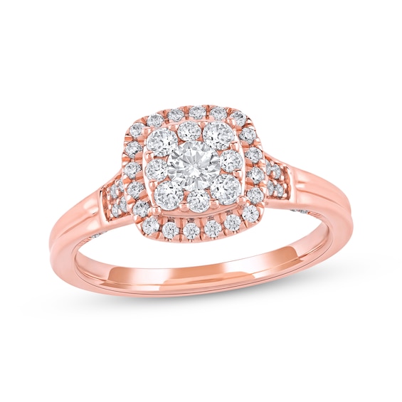 Round-Cut Diamond Halo Engagement Ring 3/4 ct tw 14K Rose Gold