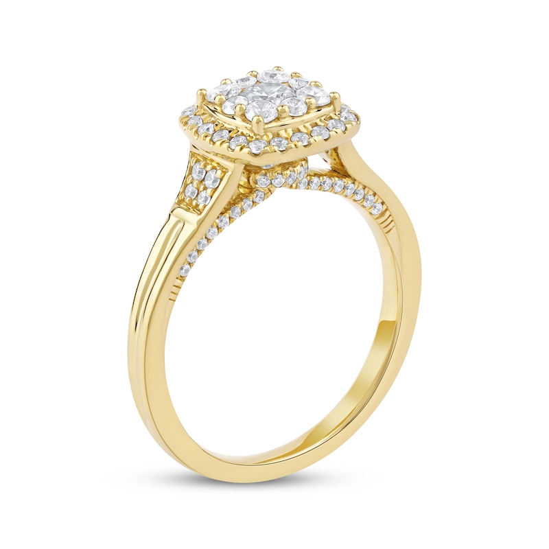 Main Image 2 of Now + Forever Round-Cut Diamond Halo Engagement Ring 3/4 ct tw 14K Yellow Gold