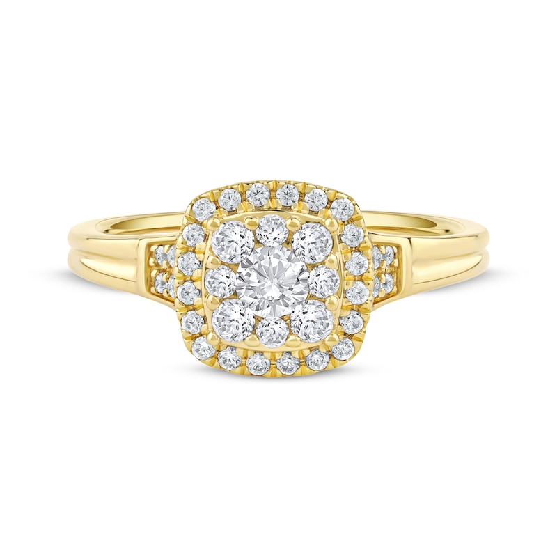 Main Image 3 of Now + Forever Round-Cut Diamond Halo Engagement Ring 3/4 ct tw 14K Yellow Gold