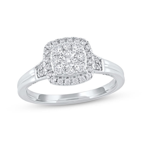 Now + Forever Round-Cut Diamond Halo Engagement Ring 3/4 ct tw 14K White Gold