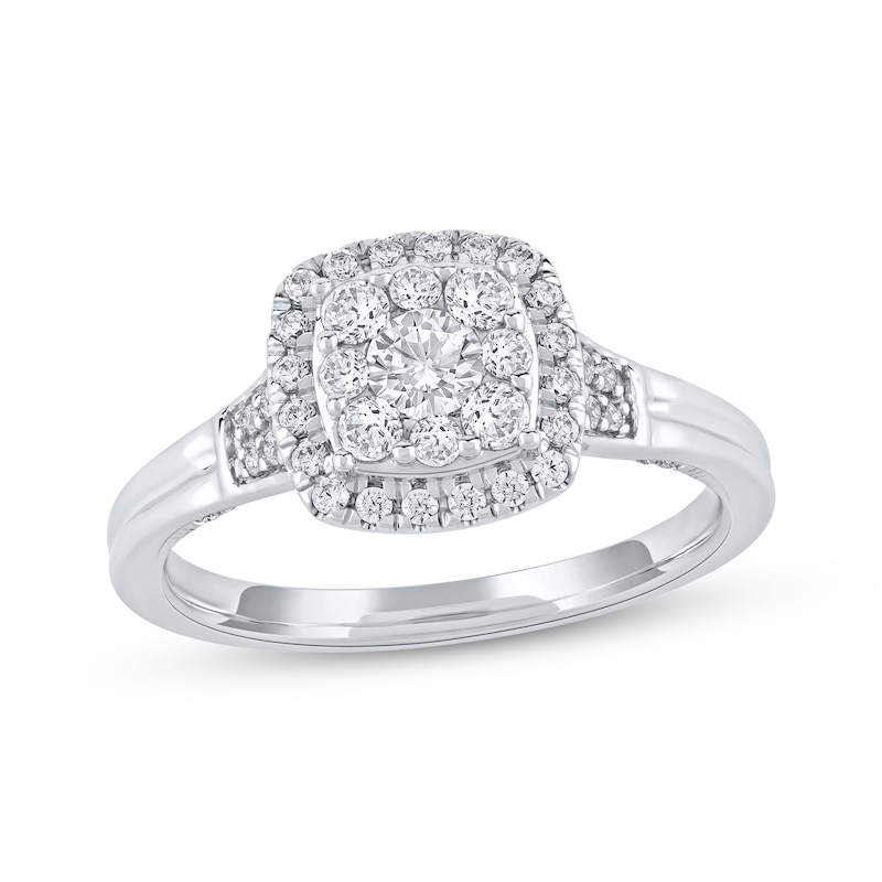 Main Image 1 of Now + Forever Round-Cut Diamond Halo Engagement Ring 3/4 ct tw 14K White Gold