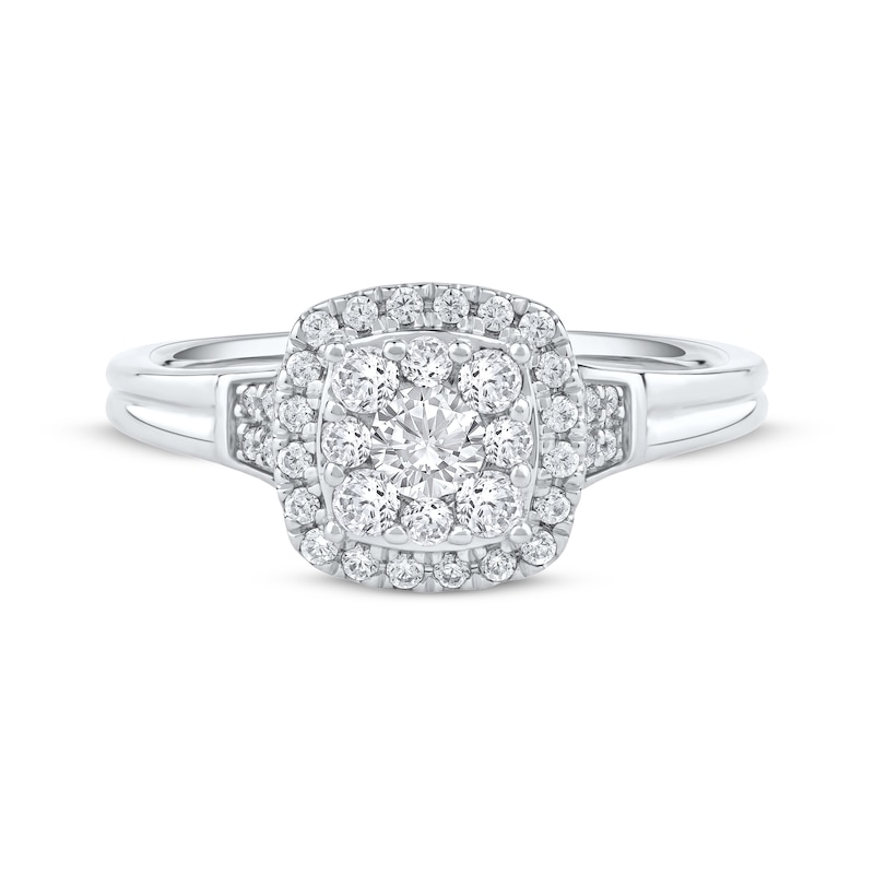 Main Image 3 of Now + Forever Round-Cut Diamond Halo Engagement Ring 3/4 ct tw 14K White Gold