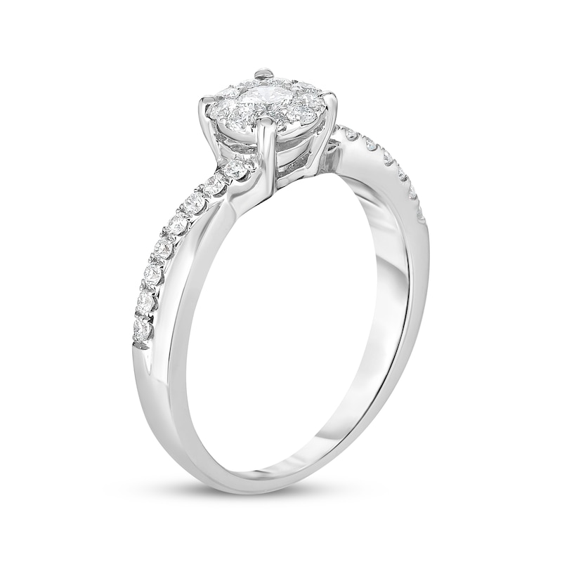 Main Image 2 of Now + Forever Round-Cut Diamond Halo Engagement Ring 1/2 ct tw 10K White Gold
