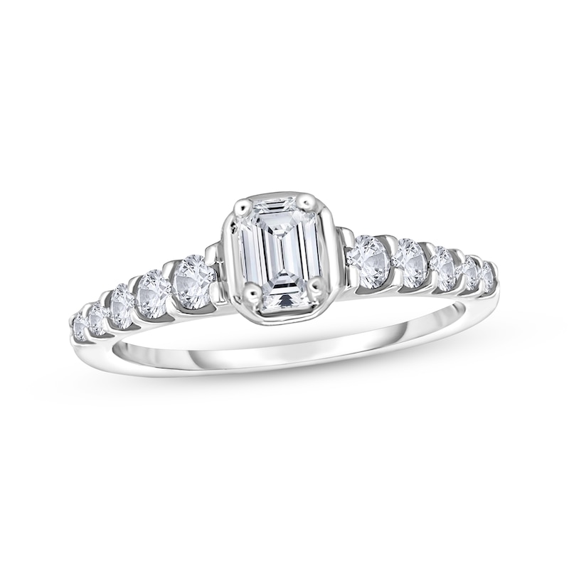 Main Image 1 of Now + Forever Emerald-Cut Diamond Engagement Ring 1/2 ct tw 10K White Gold
