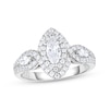 Thumbnail Image 1 of Now + Forever Marquise-Cut Diamond Double Halo Three-Stone Engagement Ring 1 ct tw 14K White Gold