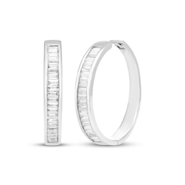 Baguette-Cut Diamond Hoop Earrings 1/2 ct tw 10K White Gold