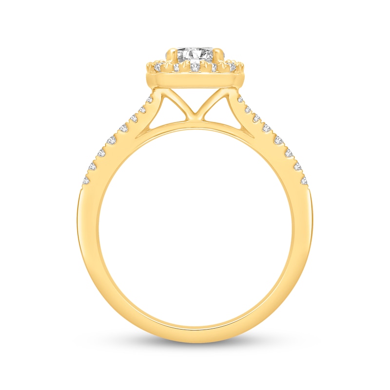 Main Image 3 of KAY Signature Collection Round-Cut Lab-Grown Diamond Cushion Halo Engagement Ring 3/4 ct tw 14K Yellow Gold