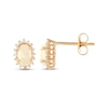 Thumbnail Image 1 of Oval-Cut Natural Opal & Diamond Halo Stud Earrings 1/6 ct tw 10K Yellow Gold