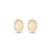 Thumbnail Image 2 of Oval-Cut Natural Opal & Diamond Halo Stud Earrings 1/6 ct tw 10K Yellow Gold