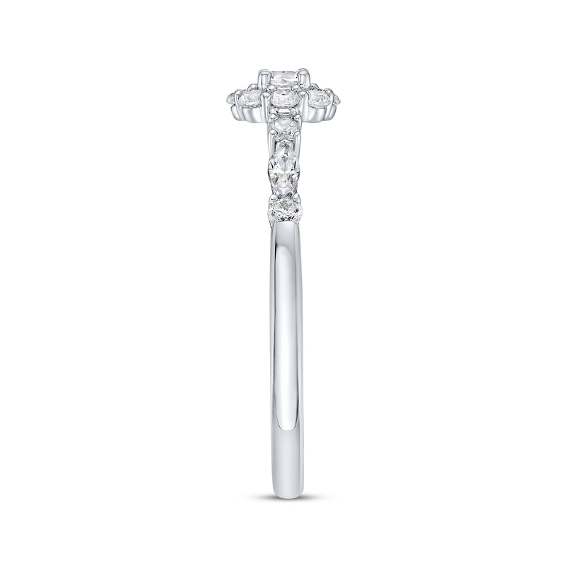 Main Image 2 of Now + Forever Round-Cut Diamond Flower Halo Engagement Ring 1/2 ct tw 14K White Gold