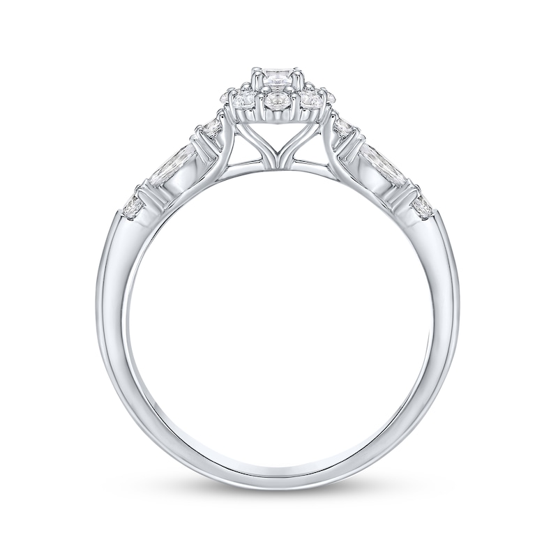 Main Image 3 of Now + Forever Round-Cut Diamond Flower Halo Engagement Ring 1/2 ct tw 14K White Gold