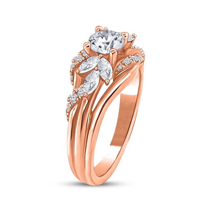 Main Image 2 of Now + Forever Round-Cut Diamond Leaves Engagement Ring 1 ct tw 14K Rose Gold