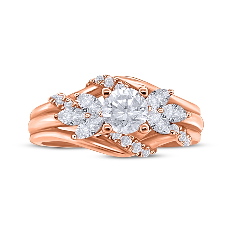 Main Image 3 of Now + Forever Round-Cut Diamond Leaves Engagement Ring 1 ct tw 14K Rose Gold