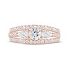 Thumbnail Image 3 of Memories Moments Magic Round-Cut & Pear-Shaped Diamond Three-Stone Engagement Ring 1-1/2 ct tw 14K Rose Gold
