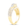 Thumbnail Image 2 of Memories Moments Magic Round-Cut & Pear-Shaped Diamond Three-Stone Engagement Ring 1-1/2 ct tw 14K Yellow Gold