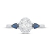 Thumbnail Image 3 of Memories Moments Magic Oval-Cut Diamond & Pear-Shaped Blue Sapphire Three-Stone Engagement Ring 3/4 ct tw 14K White Gold