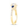 Thumbnail Image 2 of Memories Moments Magic Oval-Cut Diamond & Pear-Shaped Blue Sapphire Three-Stone Engagement Ring 3/4 ct tw 14K Yellow Gold