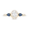 Thumbnail Image 3 of Memories Moments Magic Oval-Cut Diamond & Pear-Shaped Blue Sapphire Three-Stone Engagement Ring 3/4 ct tw 14K Yellow Gold