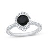 Thumbnail Image 1 of Now + Forever Round-Cut Black & White Diamond Halo Engagement Ring 1-5/8 ct tw 10K White Gold