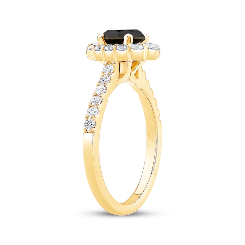 Main Image 2 of Now + Forever Round-Cut Black & White Diamond Halo Engagement Ring 1-5/8 ct tw 10K Yellow Gold