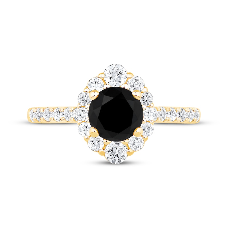 Main Image 3 of Now + Forever Round-Cut Black & White Diamond Halo Engagement Ring 1-5/8 ct tw 10K Yellow Gold
