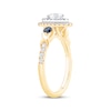 Thumbnail Image 2 of Now + Forever Round-Cut Diamond & Blue Sapphire Oval Halo Engagement Ring 3/4 ct tw 14K Yellow Gold