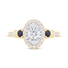 Thumbnail Image 3 of Now + Forever Round-Cut Diamond & Blue Sapphire Oval Halo Engagement Ring 3/4 ct tw 14K Yellow Gold