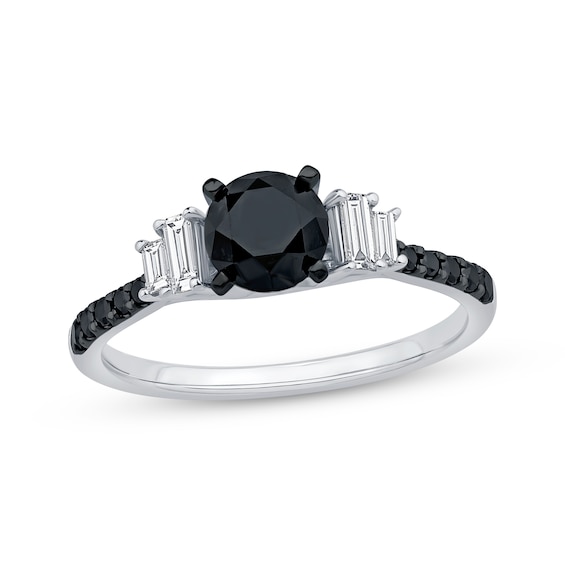 Now + Forever Round-Cut Black & White Diamond Engagement Ring 1-1/4 ct tw 10K White Gold