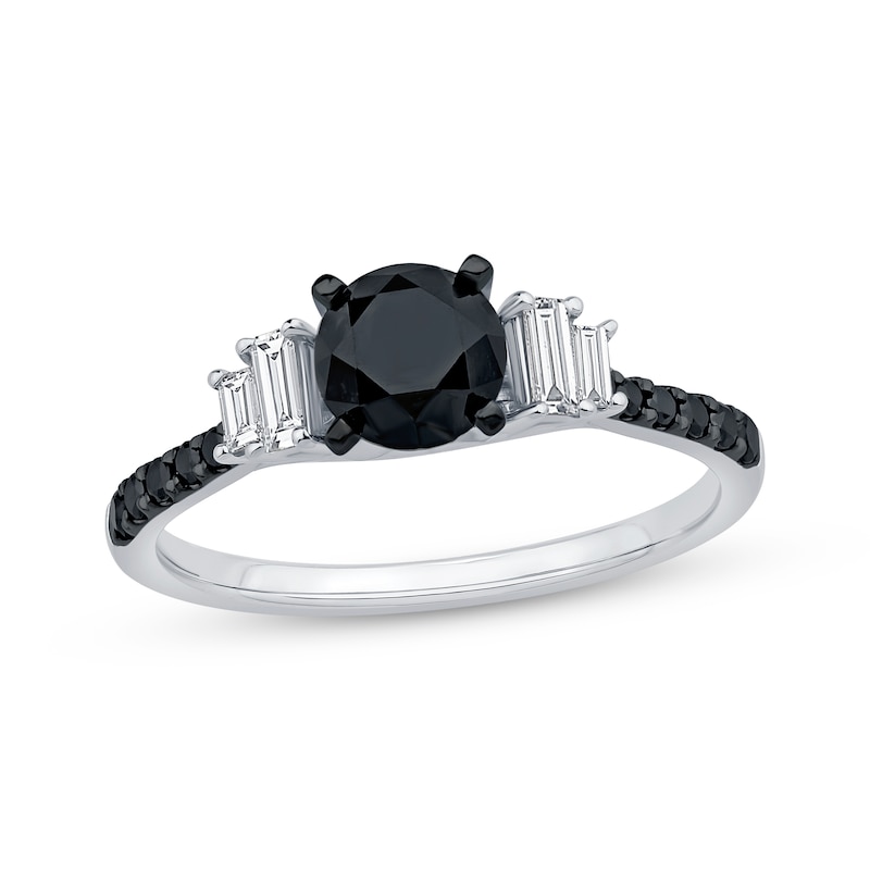 Main Image 1 of Now + Forever Round-Cut Black & White Diamond Engagement Ring 1-1/4 ct tw 10K White Gold