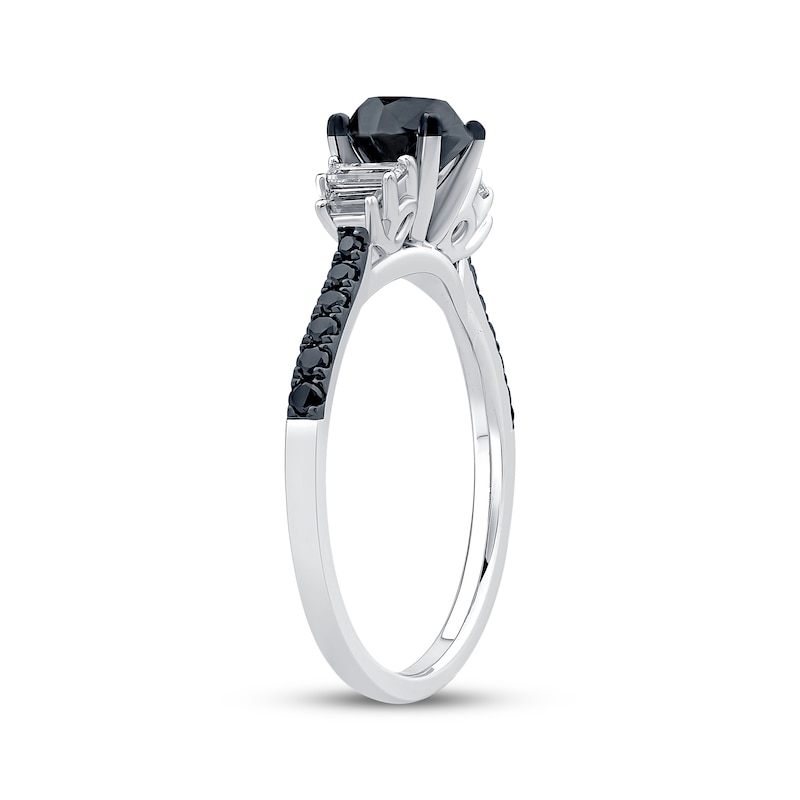 Round-Cut Black & White Diamond Engagement Ring 1-1/4 ct tw 10K White Gold