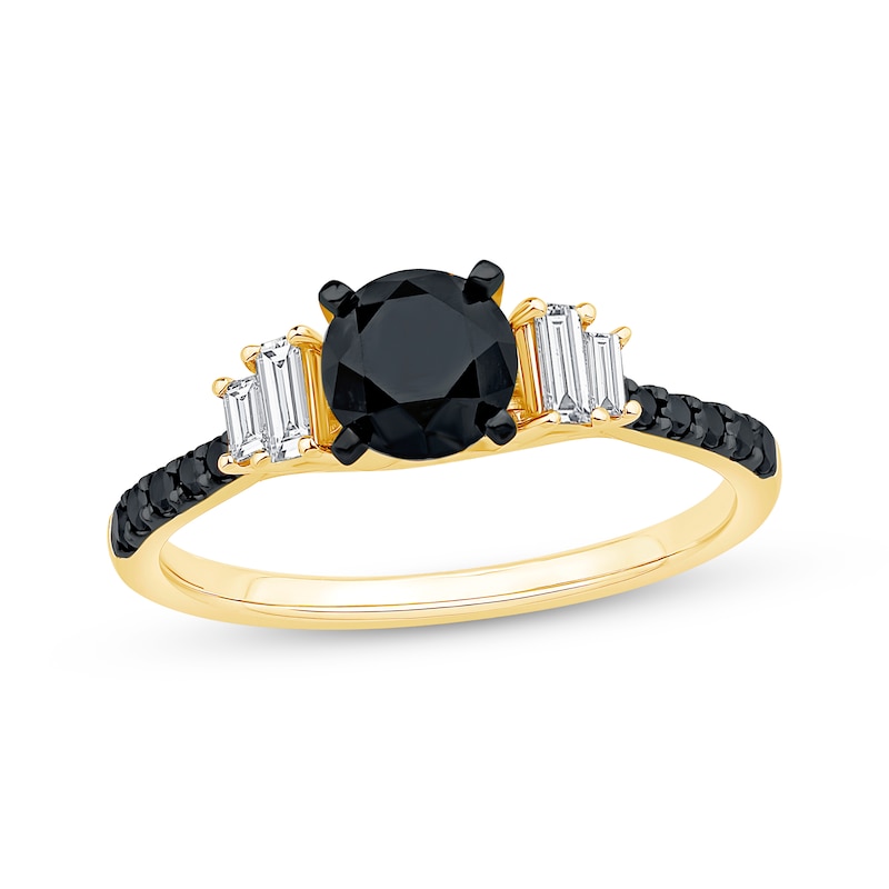 Main Image 1 of Now + Forever Round-Cut Black & White Diamond Engagement Ring 1-1/4 ct tw 10K Yellow Gold