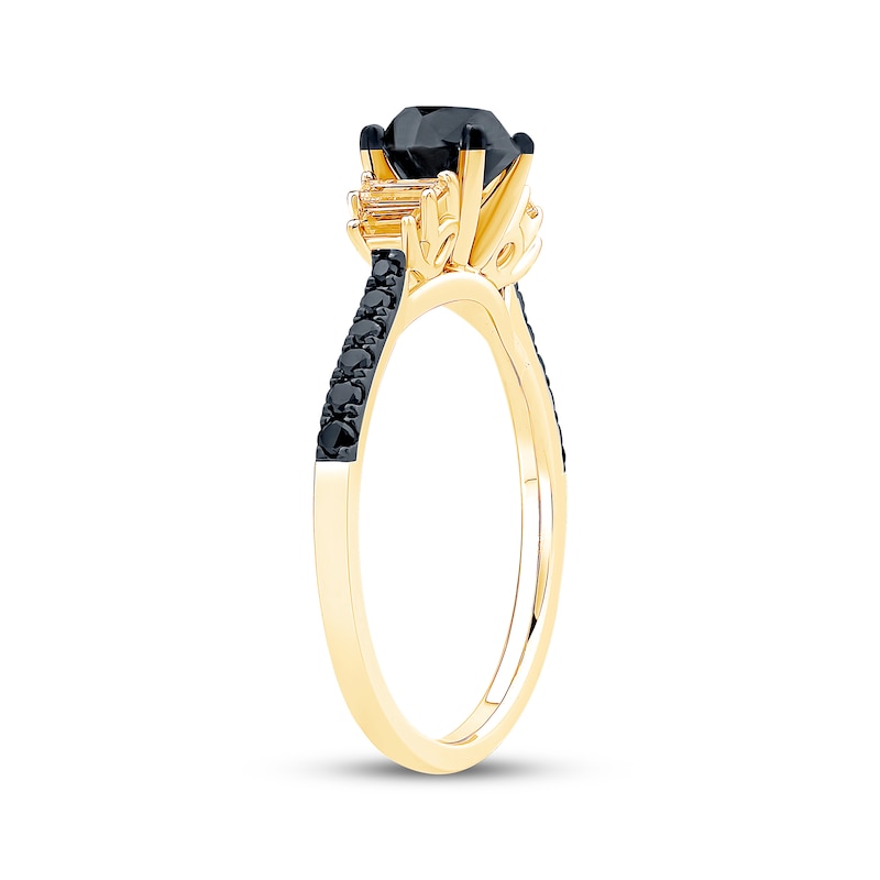 Main Image 2 of Now + Forever Round-Cut Black & White Diamond Engagement Ring 1-1/4 ct tw 10K Yellow Gold