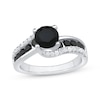 Thumbnail Image 0 of Round-Cut Black & White Diamond Bypass Engagement Ring 2-1/5 ct tw 10K White Gold