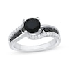 Thumbnail Image 1 of Now + Forever Round-Cut Black & White Diamond Bypass Engagement Ring 2-1/5 ct tw 10K White Gold