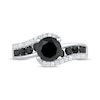 Thumbnail Image 2 of Round-Cut Black & White Diamond Bypass Engagement Ring 2-1/5 ct tw 10K White Gold