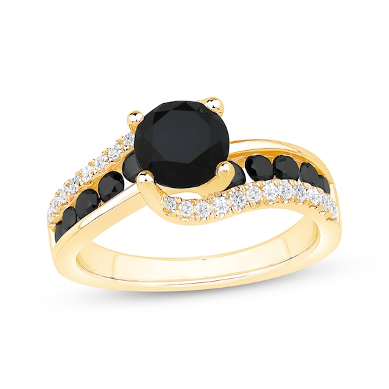 Now + Forever Round-Cut Black & White Diamond Engagement Ring 2-1/5 ct tw 10K Yellow Gold