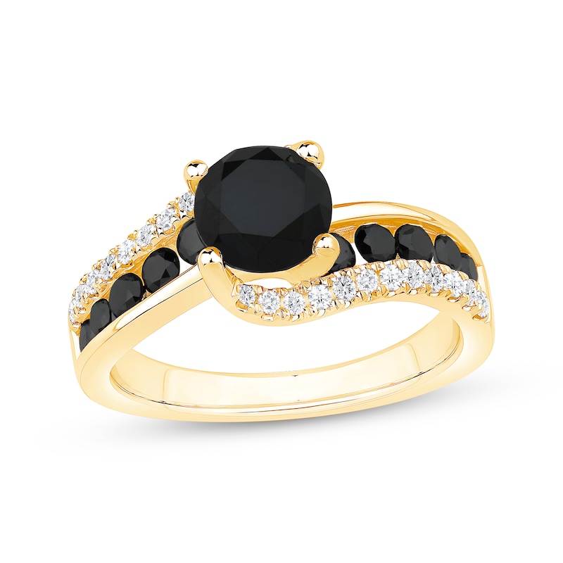 Main Image 1 of Now + Forever Round-Cut Black & White Diamond Engagement Ring 2-1/5 ct tw 10K Yellow Gold