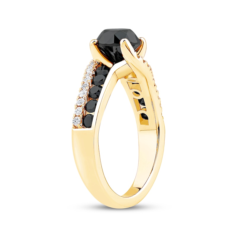Main Image 2 of Now + Forever Round-Cut Black & White Diamond Engagement Ring 2-1/5 ct tw 10K Yellow Gold