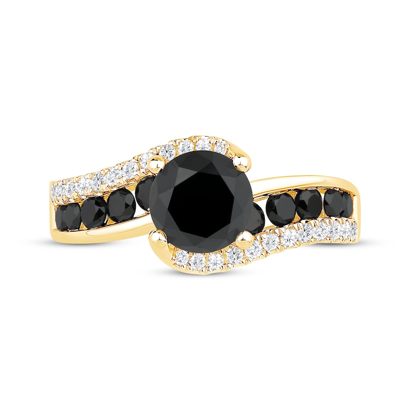 Main Image 3 of Now + Forever Round-Cut Black & White Diamond Engagement Ring 2-1/5 ct tw 10K Yellow Gold