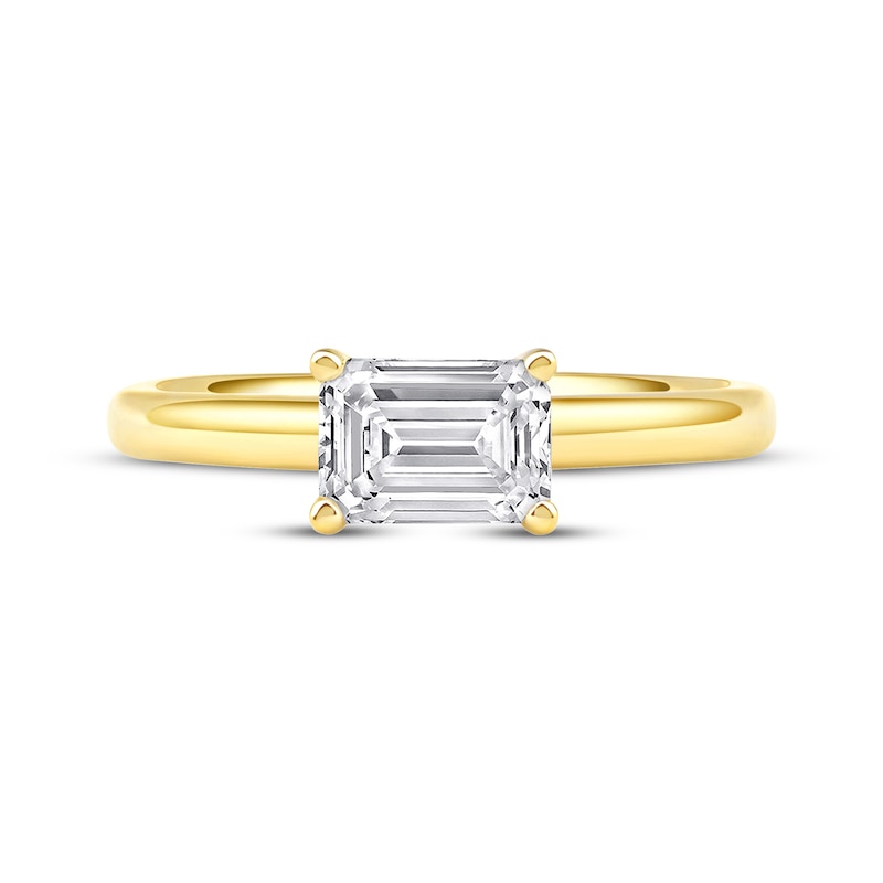 Main Image 3 of Now + Forever Lab-Grown Diamonds East West Emerald-Cut Solitaire Engagement Ring 1 ct tw 14K Yellow Gold (F/SI2)