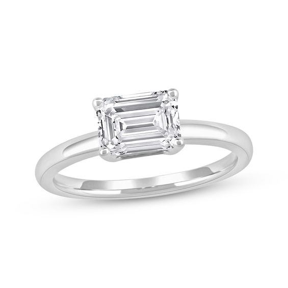 Now + Forever Lab-Grown Diamonds Emerald-Cut Solitaire Engagement Ring 1-1/2 ct tw 14K White Gold (F/SI2)