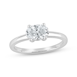 Now + Forever Lab-Grown Diamonds East West Oval-Cut Solitaire Engagement Ring 1 ct tw 14K White Gold (F/SI2)
