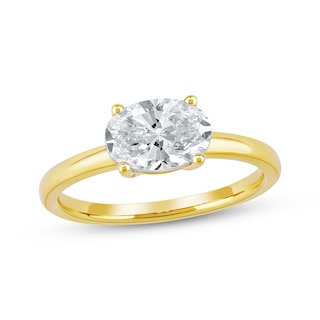 Now + Forever Lab-Grown Diamonds Oval-Cut Solitaire Engagement Ring 1-1/2 ct tw 14K Yellow Gold (F/SI2)
