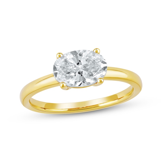 Now + Forever Lab-Grown Diamonds Oval-Cut Solitaire Engagement Ring 1-1/2 ct tw 14K Yellow Gold (F/SI2)